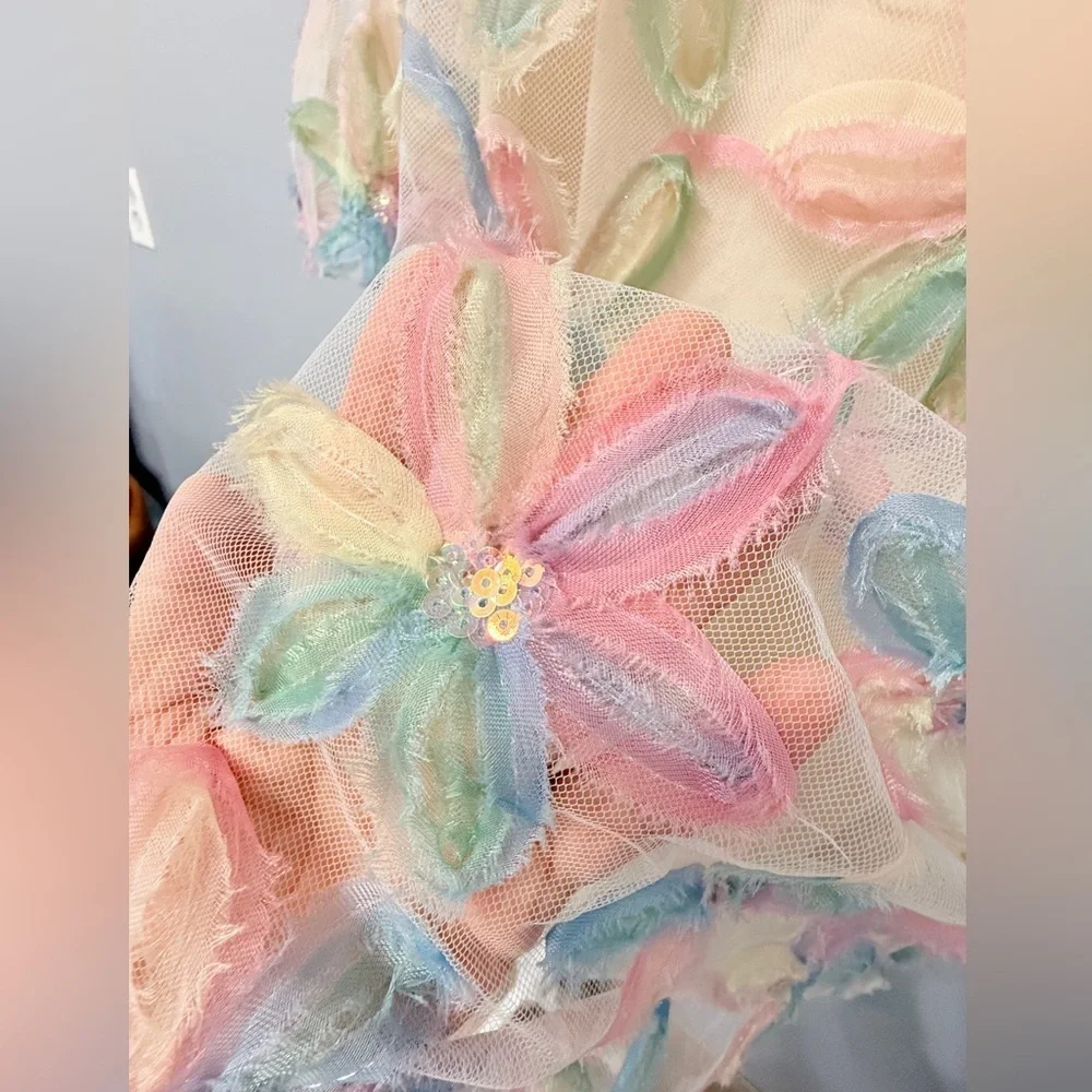 #5)  Umgee Pastel Floral Sheer Blouse